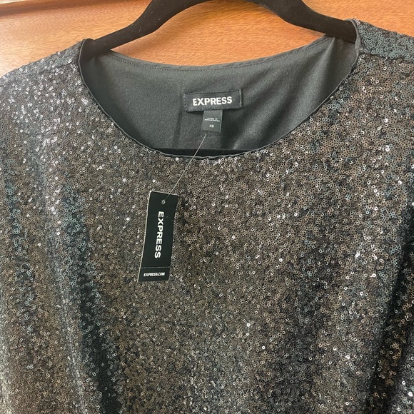 Express, black, sequin, mini-dress - Picture 4 of 7